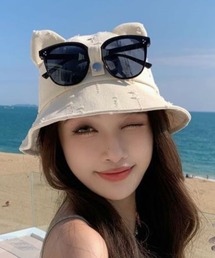 DEVICE | 猫耳 バケットハット サングラス付 HEADWEAR ヘッドウェア Y2K ストリート(ハット)