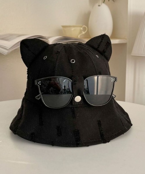 DEVICE(デバイス)の「猫耳 バケットハット サングラス付 HEADWEAR ヘッドウェア Y2K ストリート(ハット・レディース・ホワイト/ブラック・FREE)」の5枚目の写真