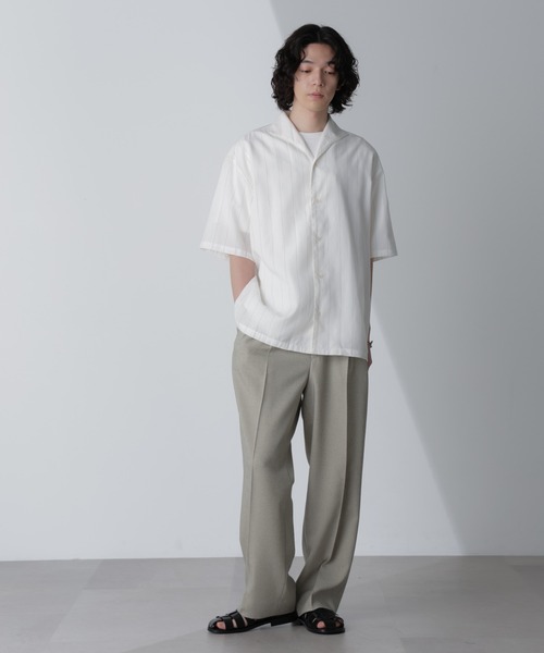 NANO universe（ナノユニバース）の「リネンブレンドピンストライプワイドカラーシャツ(セットアップ可)（シャツ/ブラウス・メンズ・ブラック/ホワイト/ベージュ・L/M）」の20枚目の写真