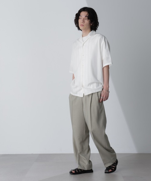 NANO universe（ナノユニバース）の「リネンブレンドピンストライプワイドカラーシャツ(セットアップ可)（シャツ/ブラウス・メンズ・ブラック/ホワイト/ベージュ・L/M）」の21枚目の写真