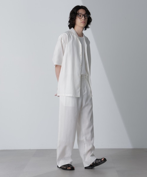 NANO universe（ナノユニバース）の「リネンブレンドピンストライプワイドカラーシャツ(セットアップ可)（シャツ/ブラウス・メンズ・ブラック/ホワイト/ベージュ・L/M）」の14枚目の写真