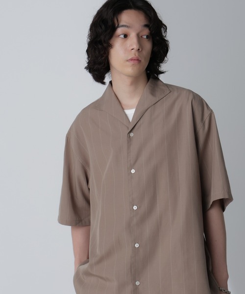 NANO universe（ナノユニバース）の「リネンブレンドピンストライプワイドカラーシャツ(セットアップ可)（シャツ/ブラウス・メンズ・ブラック/ホワイト/ベージュ・L/M）」の15枚目の写真