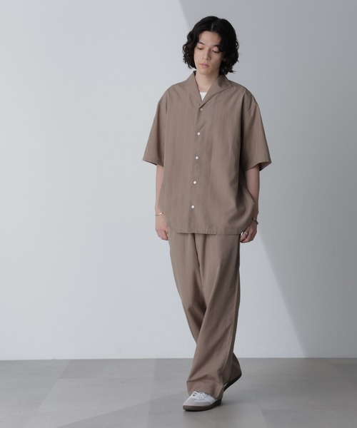 NANO universe（ナノユニバース）の「リネンブレンドピンストライプワイドカラーシャツ(セットアップ可)（シャツ/ブラウス・メンズ・ブラック/ホワイト/ベージュ・L/M）」の19枚目の写真