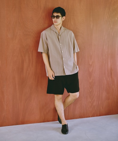 NANO universe（ナノユニバース）の「リネンブレンドピンストライプワイドカラーシャツ(セットアップ可)（シャツ/ブラウス・メンズ・ブラック/ホワイト/ベージュ・L/M）」の5枚目の写真