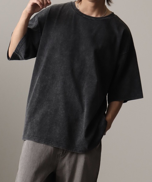 welise(ウェライズ)の「【welise/ウェライズ】ケミカルオーバーダイ ハーフスリーブ オーバーサイズTシャツ(Tシャツ/カットソー・メンズ・グレー/ブラック系その他/ブラック・S/M/L)」の11枚目の写真