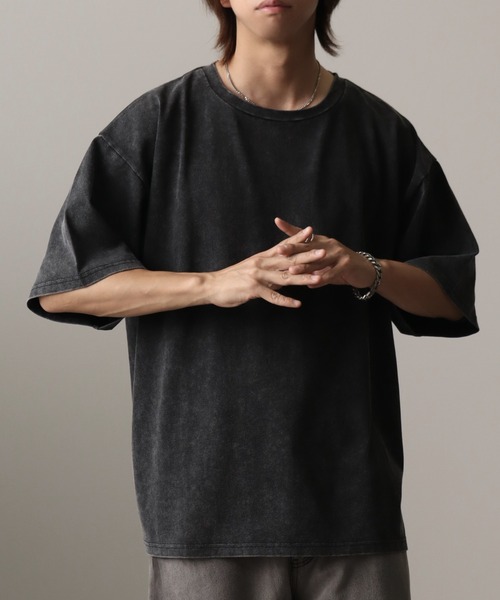 welise(ウェライズ)の「【welise/ウェライズ】ケミカルオーバーダイ ハーフスリーブ オーバーサイズTシャツ(Tシャツ/カットソー・メンズ・グレー/ブラック系その他/ブラック・S/M/L)」の9枚目の写真