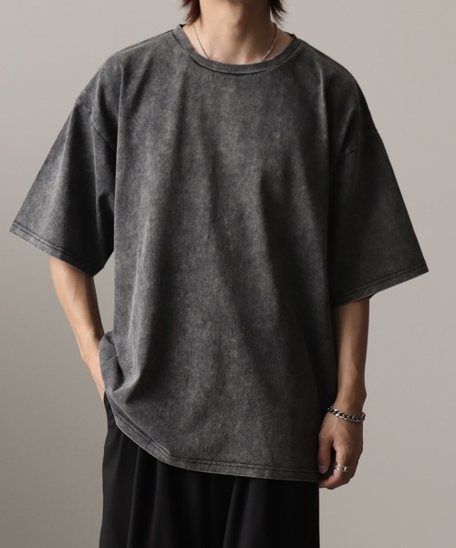 welise(ウェライズ)の「【welise/ウェライズ】ケミカルオーバーダイ ハーフスリーブ オーバーサイズTシャツ(Tシャツ/カットソー・メンズ・グレー/ブラック系その他/ブラック・S/M/L)」の8枚目の写真
