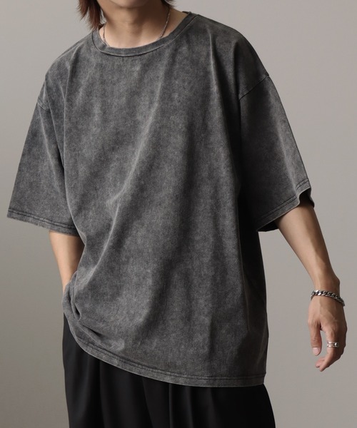welise(ウェライズ)の「【welise/ウェライズ】ケミカルオーバーダイ ハーフスリーブ オーバーサイズTシャツ(Tシャツ/カットソー・メンズ・グレー/ブラック系その他/ブラック・S/M/L)」の7枚目の写真