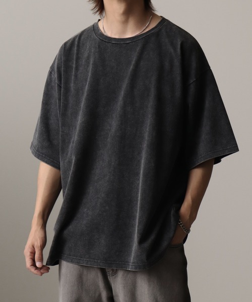 welise(ウェライズ)の「【welise/ウェライズ】ケミカルオーバーダイ ハーフスリーブ オーバーサイズTシャツ(Tシャツ/カットソー・メンズ・グレー/ブラック系その他/ブラック・S/M/L)」の4枚目の写真