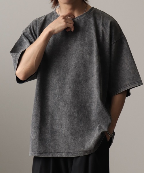 welise(ウェライズ)の「【welise/ウェライズ】ケミカルオーバーダイ ハーフスリーブ オーバーサイズTシャツ(Tシャツ/カットソー・メンズ・グレー/ブラック系その他/ブラック・S/M/L)」の5枚目の写真