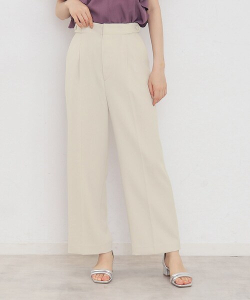 index（インデックス）の「◆≪5color≫ストレッチワイドパンツ【吸水速乾/防シワ/コラーゲン配合/洗濯機洗い可】（その他パンツ・レディース・ライトブルー/ナチュラル/ブラック系7/チャコール/ネイビー・42/40/38/36）」の4枚目の写真