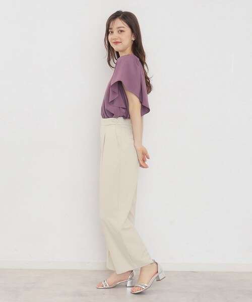 index（インデックス）の「◆≪5color≫ストレッチワイドパンツ【吸水速乾/防シワ/コラーゲン配合/洗濯機洗い可】（その他パンツ・レディース・ライトブルー/ナチュラル/ブラック系7/チャコール/ネイビー・42/40/38/36）」の8枚目の写真