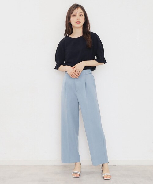 index（インデックス）の「◆≪5color≫ストレッチワイドパンツ【吸水速乾/防シワ/コラーゲン配合/洗濯機洗い可】（その他パンツ・レディース・ライトブルー/ナチュラル/ブラック系7/チャコール/ネイビー・42/40/38/36）」の11枚目の写真