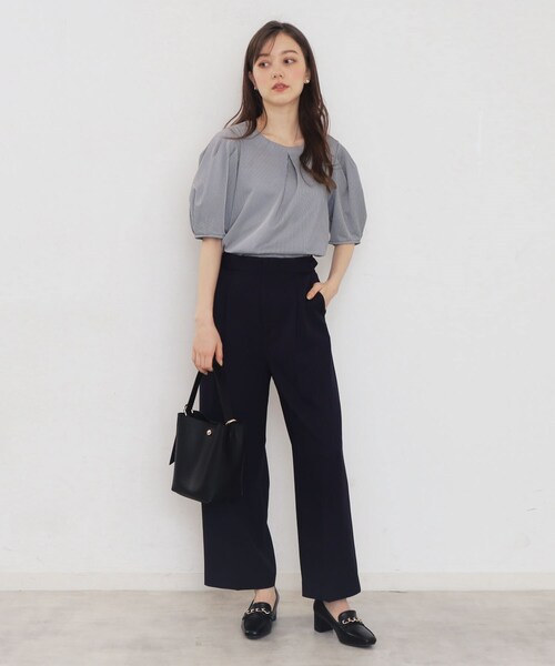 index（インデックス）の「◆≪5color≫ストレッチワイドパンツ【吸水速乾/防シワ/コラーゲン配合/洗濯機洗い可】（その他パンツ・レディース・ライトブルー/ナチュラル/ブラック系7/チャコール/ネイビー・42/40/38/36）」の15枚目の写真