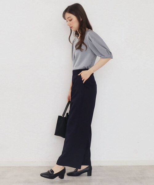 index（インデックス）の「◆≪5color≫ストレッチワイドパンツ【吸水速乾/防シワ/コラーゲン配合/洗濯機洗い可】（その他パンツ・レディース・ライトブルー/ナチュラル/ブラック系7/チャコール/ネイビー・42/40/38/36）」の16枚目の写真