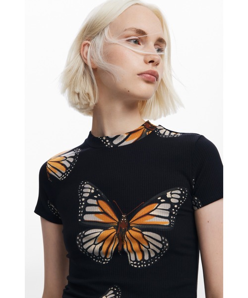 デシグアル Desigual CROISE Tシャツショートスリーブ （グレー/ブラック） CROISE Tシャツショートスリーブ（シャツ/ブラウス）｜Desigual