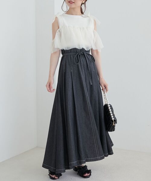 MAJESTIC LEGON(マジェスティックレゴン)の「肩リボンチュールフリルニット(ニット/セーター・レディース・グレー/アイボリー/ブラック・MEDIUM)」の15枚目の写真