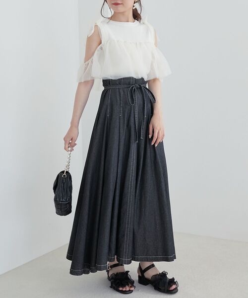 MAJESTIC LEGON(マジェスティックレゴン)の「肩リボンチュールフリルニット(ニット/セーター・レディース・グレー/アイボリー/ブラック・MEDIUM)」の17枚目の写真