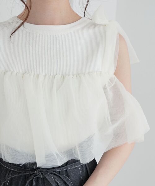 MAJESTIC LEGON(マジェスティックレゴン)の「肩リボンチュールフリルニット(ニット/セーター・レディース・グレー/アイボリー/ブラック・MEDIUM)」の22枚目の写真