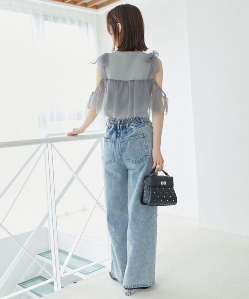 MAJESTIC LEGON(マジェスティックレゴン)の「肩リボンチュールフリルニット(ニット/セーター・レディース・グレー/アイボリー/ブラック・MEDIUM)」の7枚目の写真