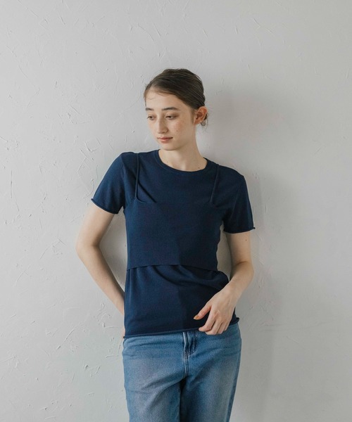 MINERTE（ミネルテ）の「【MINERTE】camisole set T-shirt / キャミソールセットTシャツ（Tシャツ/カットソー・レディース・オレンジ/ラベンダー/ブラウン/ネイビー・FREE）」の2枚目の写真