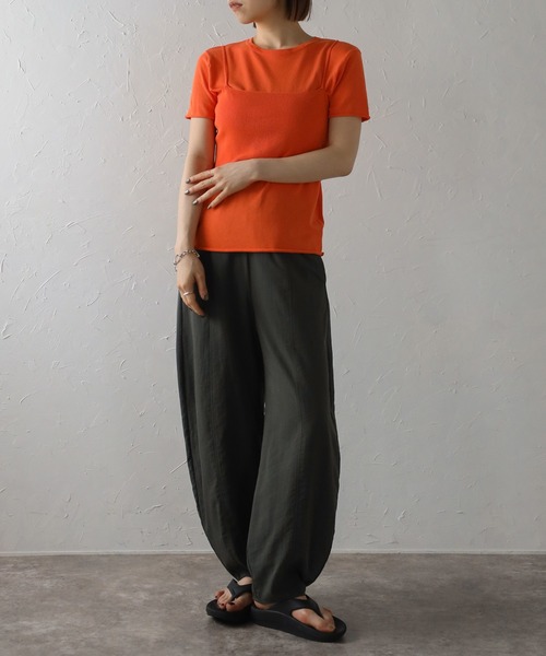 MINERTE（ミネルテ）の「【MINERTE】camisole set T-shirt / キャミソールセットTシャツ（Tシャツ/カットソー・レディース・オレンジ/ラベンダー/ブラウン/ネイビー・FREE）」の4枚目の写真