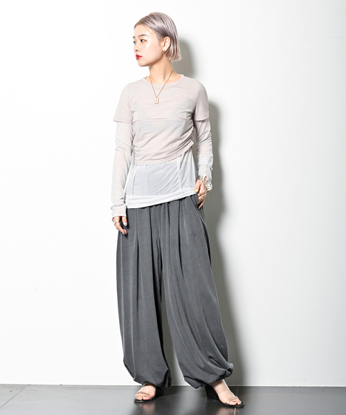 CITYSHOP（シティーショップ）の「PIGMENT CUT VOLUME パンツ（スラックス・レディース・グレー/ホワイト・FREE）」の18枚目の写真