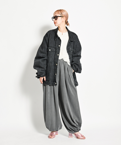 CITYSHOP（シティーショップ）の「PIGMENT CUT VOLUME パンツ（スラックス・レディース・グレー/ホワイト・FREE）」の17枚目の写真