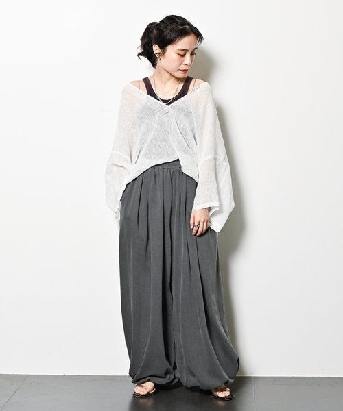 CITYSHOP（シティーショップ）の「PIGMENT CUT VOLUME パンツ（スラックス・レディース・グレー/ホワイト・FREE）」の15枚目の写真