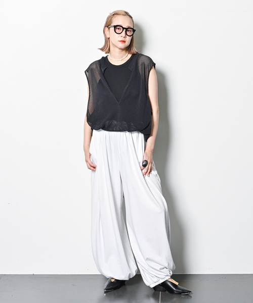 CITYSHOP（シティーショップ）の「PIGMENT CUT VOLUME パンツ（スラックス・レディース・グレー/ホワイト・FREE）」の10枚目の写真