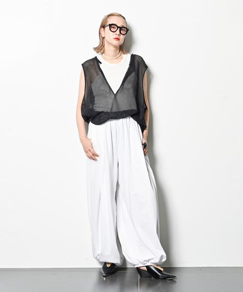 CITYSHOP（シティーショップ）の「PIGMENT CUT VOLUME パンツ（スラックス・レディース・グレー/ホワイト・FREE）」の9枚目の写真