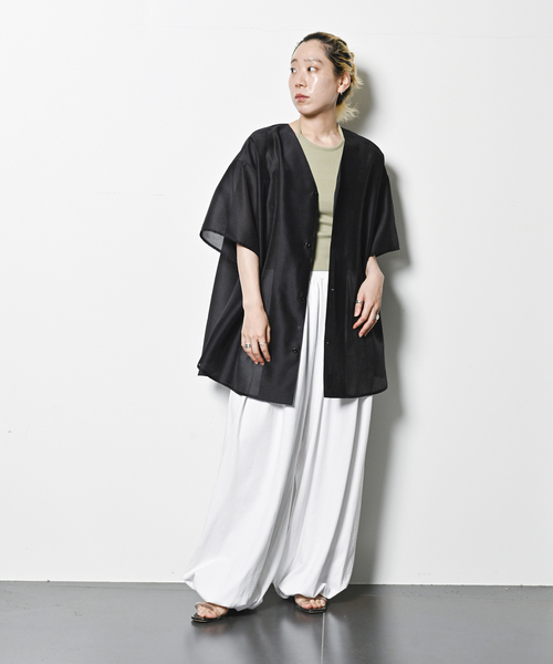 CITYSHOP（シティーショップ）の「PIGMENT CUT VOLUME パンツ（スラックス・レディース・グレー/ホワイト・FREE）」の7枚目の写真