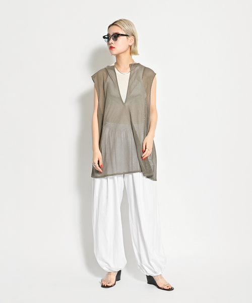 CITYSHOP（シティーショップ）の「PIGMENT CUT VOLUME パンツ（スラックス・レディース・グレー/ホワイト・FREE）」の5枚目の写真