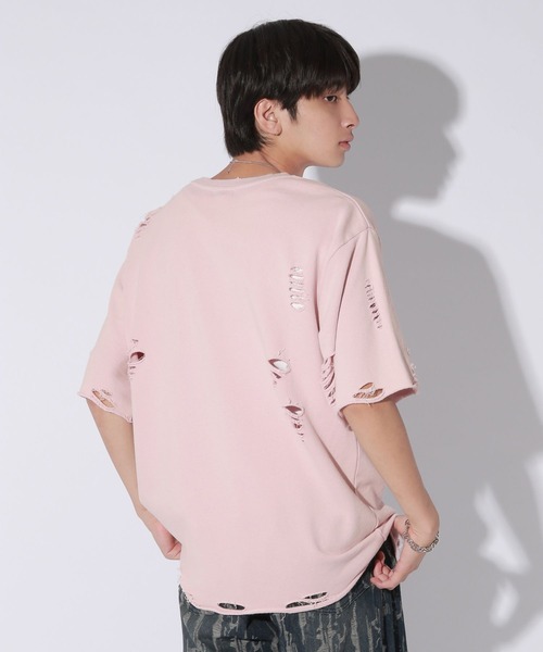 Anui（アニュイ）の「【UNISEX/3サイズ展開】プレートダメージミニウラケトップス（Tシャツ/カットソー・レディース・チャコールグレー/ライトピンク/杢グレー・SMALL/MEDIUM/LARGE）」の8枚目の写真