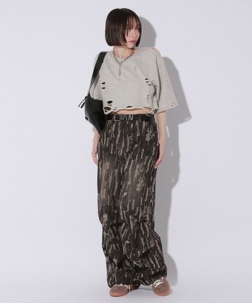 Anui（アニュイ）の「【UNISEX/3サイズ展開】プレートダメージミニウラケトップス（Tシャツ/カットソー・レディース・チャコールグレー/ライトピンク/杢グレー・SMALL/MEDIUM/LARGE）」の16枚目の写真