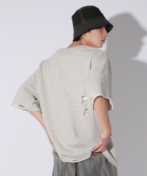 Anui（アニュイ）の「【UNISEX/3サイズ展開】プレートダメージミニウラケトップス（Tシャツ/カットソー・レディース・チャコールグレー/ライトピンク/杢グレー・SMALL/MEDIUM/LARGE）」の21枚目の写真