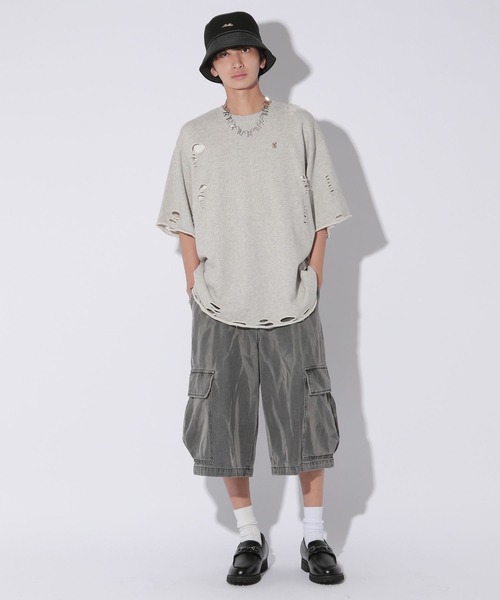 Anui（アニュイ）の「【UNISEX/3サイズ展開】プレートダメージミニウラケトップス（Tシャツ/カットソー・レディース・チャコールグレー/ライトピンク/杢グレー・SMALL/MEDIUM/LARGE）」の22枚目の写真