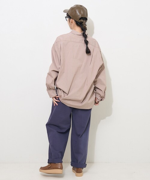 FREAK'S STORE（フリークスストア）の「ワンポイントハート刺繍 ストライプシャツ（シャツ/ブラウス・レディース・ブラウン/サックスブルー/ピンク・ﾌﾘ-）」の5枚目の写真