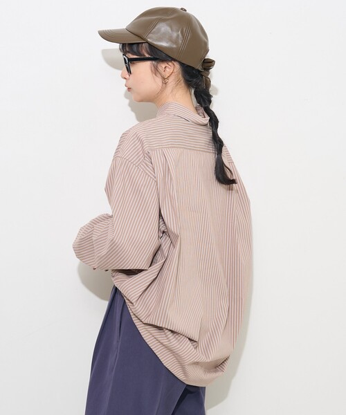 FREAK'S STORE（フリークスストア）の「ワンポイントハート刺繍 ストライプシャツ（シャツ/ブラウス・レディース・ブラウン/サックスブルー/ピンク・ﾌﾘ-）」の7枚目の写真