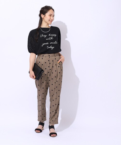 Cutie Blonde（キューティーブロンド）の「◆【晩夏まで活躍／5分袖】お袖レース　ロゴプリントトップス（Tシャツ/カットソー・レディース・ホワイト系/ブラック/ライトオレンジ系・02/03）」の10枚目の写真