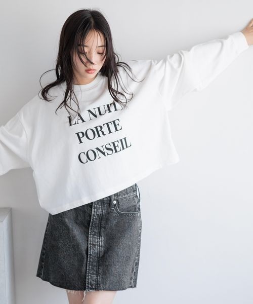 LOWRYS FARM（ローリーズファーム）の「ショートプリントＬＳ　133781（Tシャツ/カットソー・レディース・ブラック/オフホワイト/グレー・FREE）」の11枚目の写真