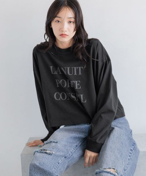 LOWRYS FARM（ローリーズファーム）の「ショートプリントＬＳ　133781（Tシャツ/カットソー・レディース・ブラック/オフホワイト/グレー・FREE）」の12枚目の写真