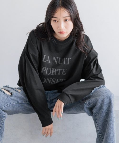 LOWRYS FARM（ローリーズファーム）の「ショートプリントＬＳ　133781（Tシャツ/カットソー・レディース・ブラック/オフホワイト/グレー・FREE）」の13枚目の写真
