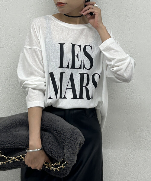 LOUNGEDRESS(ラウンジドレス)の「シアーロゴロンT(Tシャツ/カットソー・レディース・オフホワイト/チャコールグレー・FREE)」の6枚目の写真