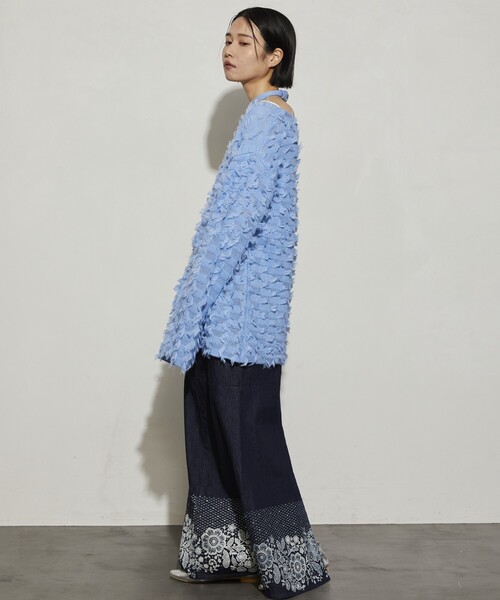 Firsthand（ファーストハンド）の「Firsthand/ファーストハンド カットフリンジチョーカー付きニット（ニット/セーター・レディース・サックスブルー/ブラック/ホワイト・ﾌﾘ-）」の8枚目の写真