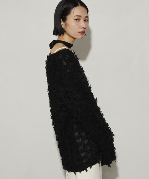 Firsthand（ファーストハンド）の「Firsthand/ファーストハンド カットフリンジチョーカー付きニット（ニット/セーター・レディース・サックスブルー/ブラック/ホワイト・ﾌﾘ-）」の14枚目の写真