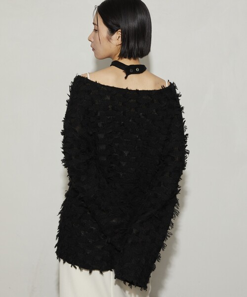 Firsthand（ファーストハンド）の「Firsthand/ファーストハンド カットフリンジチョーカー付きニット（ニット/セーター・レディース・サックスブルー/ブラック/ホワイト・ﾌﾘ-）」の16枚目の写真