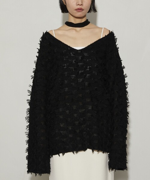 Firsthand（ファーストハンド）の「Firsthand/ファーストハンド カットフリンジチョーカー付きニット（ニット/セーター・レディース・サックスブルー/ブラック/ホワイト・ﾌﾘ-）」の17枚目の写真