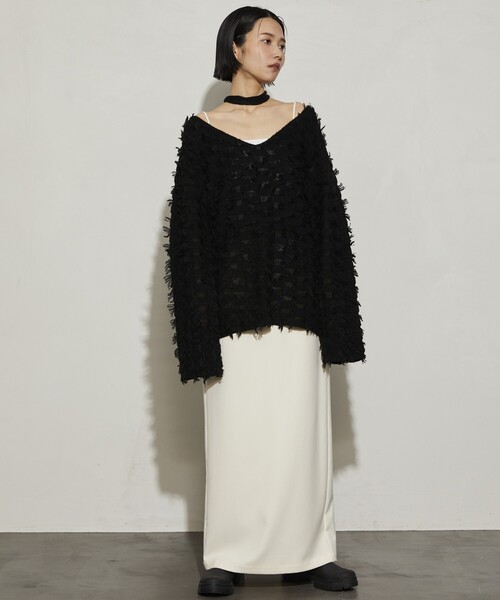 Firsthand（ファーストハンド）の「Firsthand/ファーストハンド カットフリンジチョーカー付きニット（ニット/セーター・レディース・サックスブルー/ブラック/ホワイト・ﾌﾘ-）」の22枚目の写真