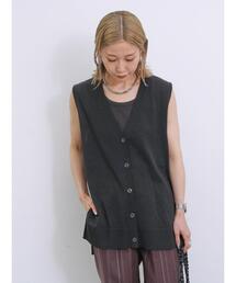 Samansa Mos2 blue | ◎ニットジレ(ニット/セーター)